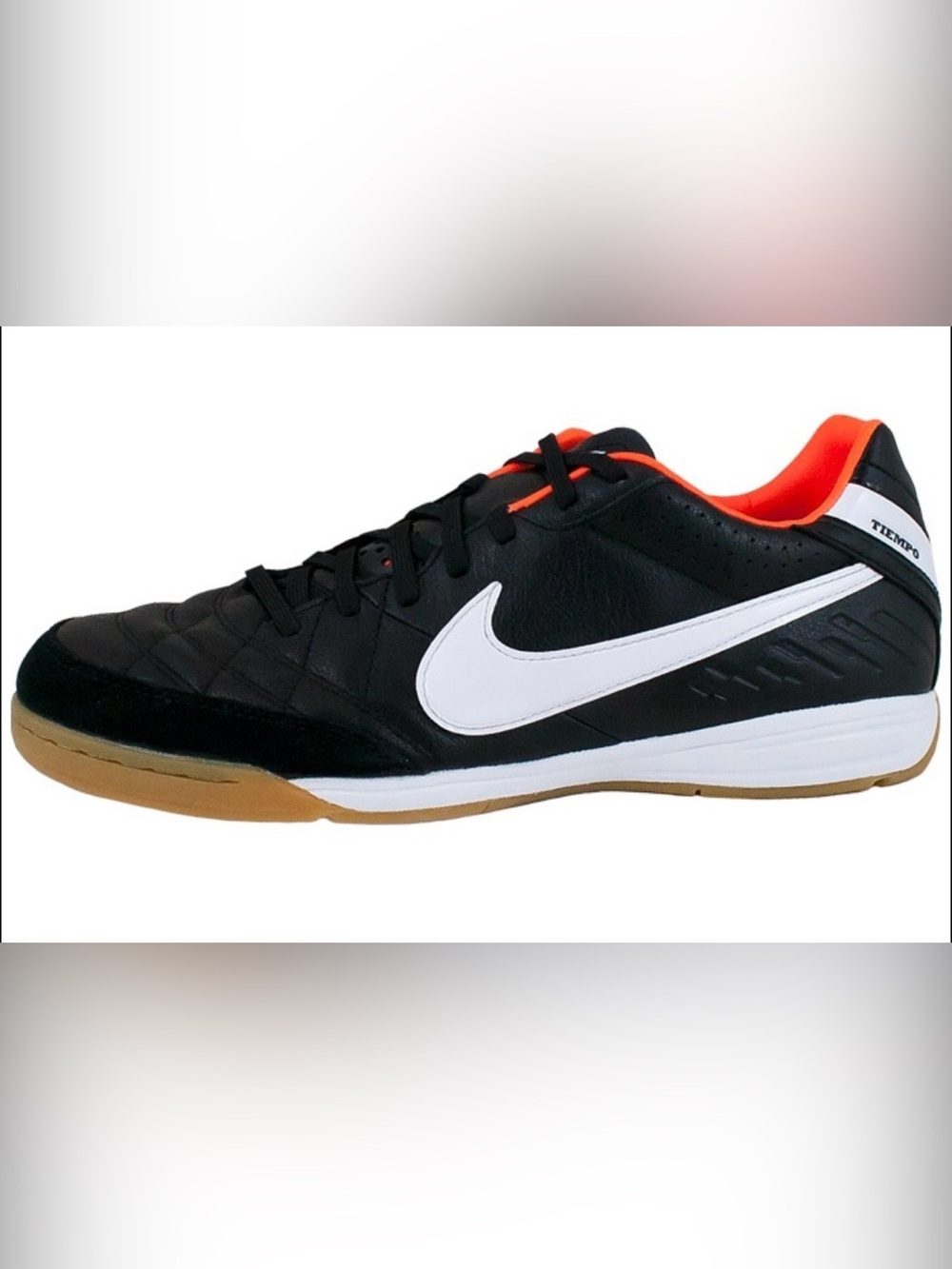 Nike Tiempo Black/White/Orange Indoor Soccer Sneakers
